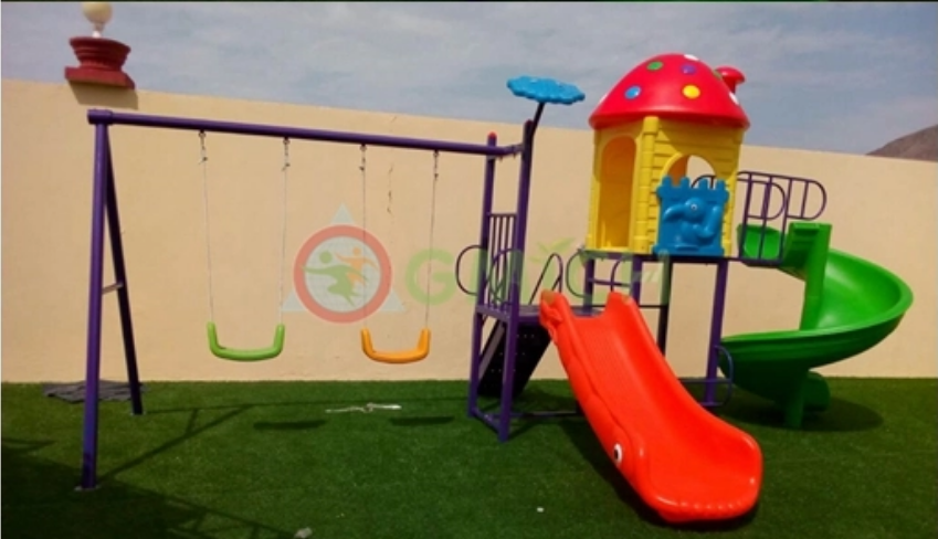 kindergarten outdoor play equipment kids playground commercial outdoor playground equipment slide with swing set for sale