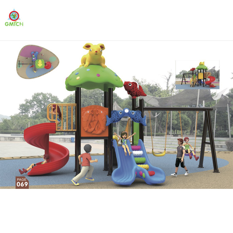 kindergarten outdoor play equipment kids playground commercial outdoor playground equipment slide with swing set for sale