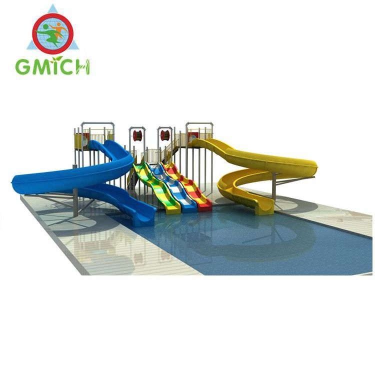 New long swimming pool fiberglass water park slide for children