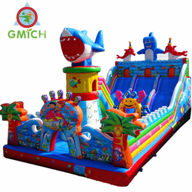 Kids inflatable amusement park PVC air jumping castle kids slide bouncy castle