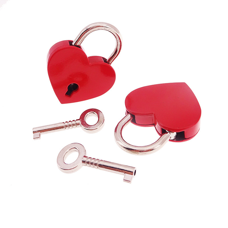 Hot Sale Medium Size Various Color Heart Shape Padlock Romantic Diary Padlock Key Lock