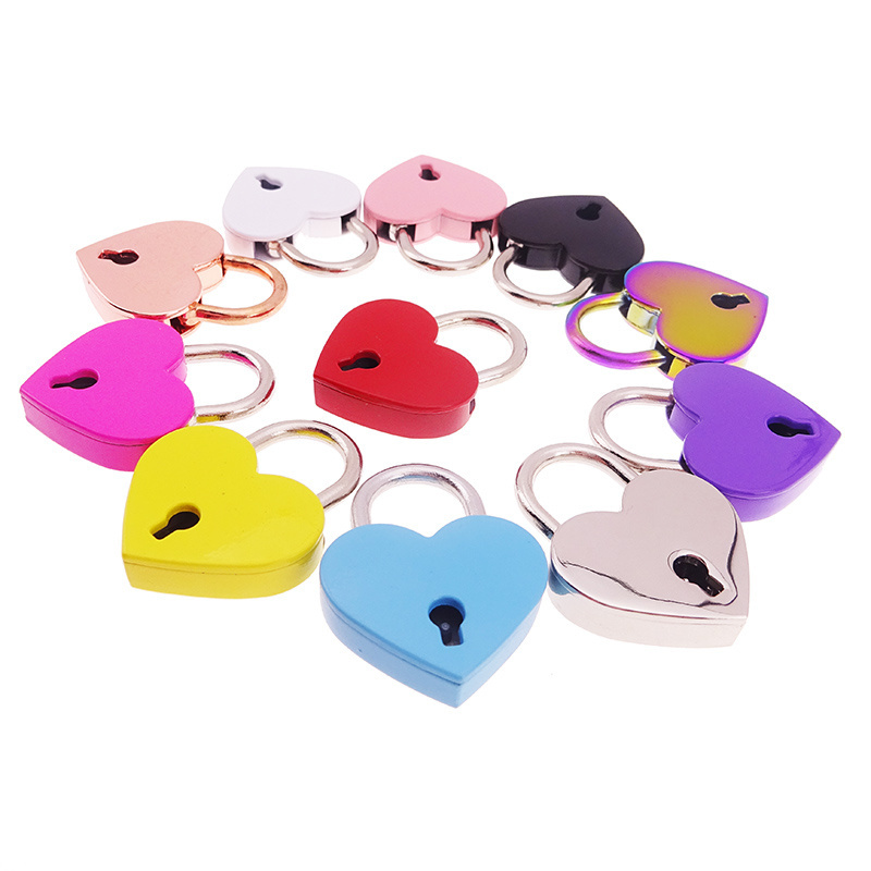 Hot Sale Medium Size Various Color Heart Shape Padlock Romantic Diary Padlock Key Lock