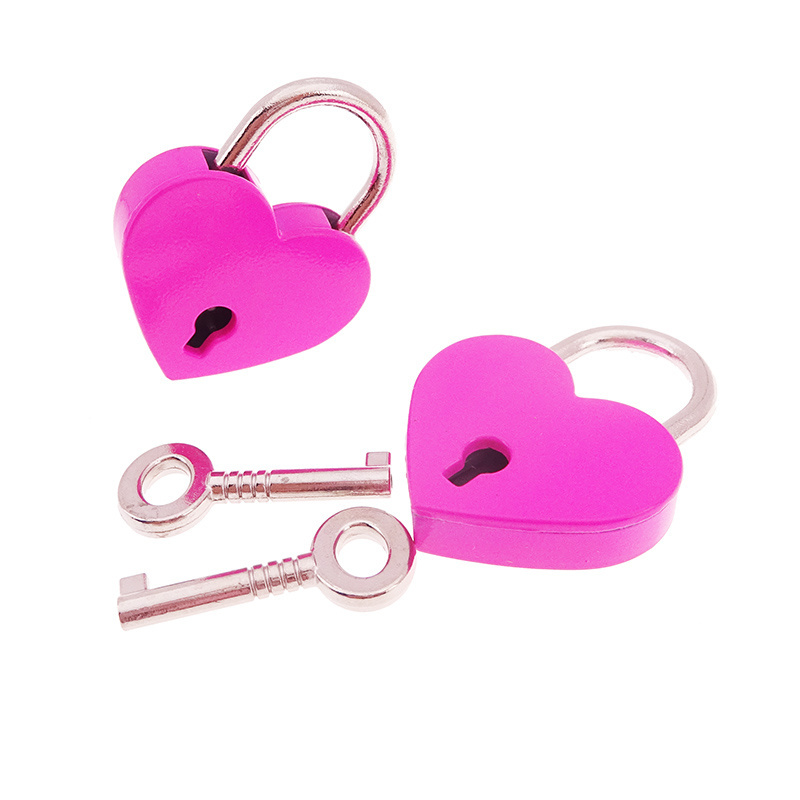 Hot Sale Medium Size Various Color Heart Shape Padlock Romantic Diary Padlock Key Lock