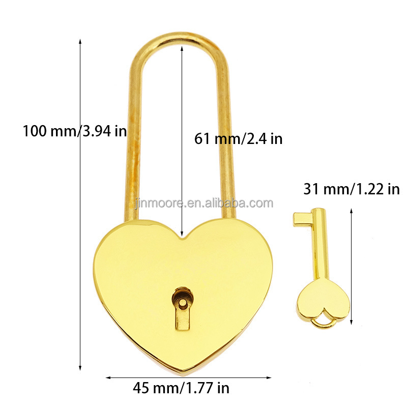 Long Shark Heart Padlock With Key Vintage Mini Padlock for Luggage Box Key Lock