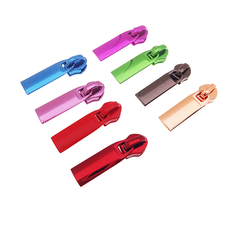 Non-Locking Rectangle Shape Nylon Zipper Pull For Purse Coil Zippers Zip Sliders For Handbag Funky Colors