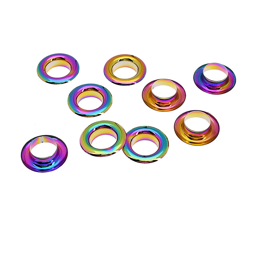 12mm Inner Metal Rainbow Eyelet With Washer Leather Craft Repair Grommet For Bag Shoes Belt Craft Supplies