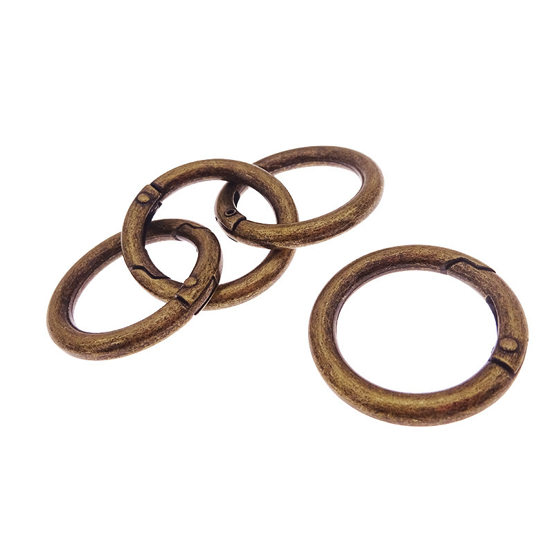 Antique Copper Metal Zinc Alloy Spring Gate Round Ring Snap Open Hook O Ring