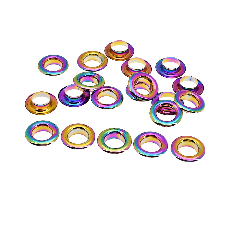 12mm Inner Metal Rainbow Eyelet With Washer Leather Craft Repair Grommet For Bag Shoes Belt Craft Supplies