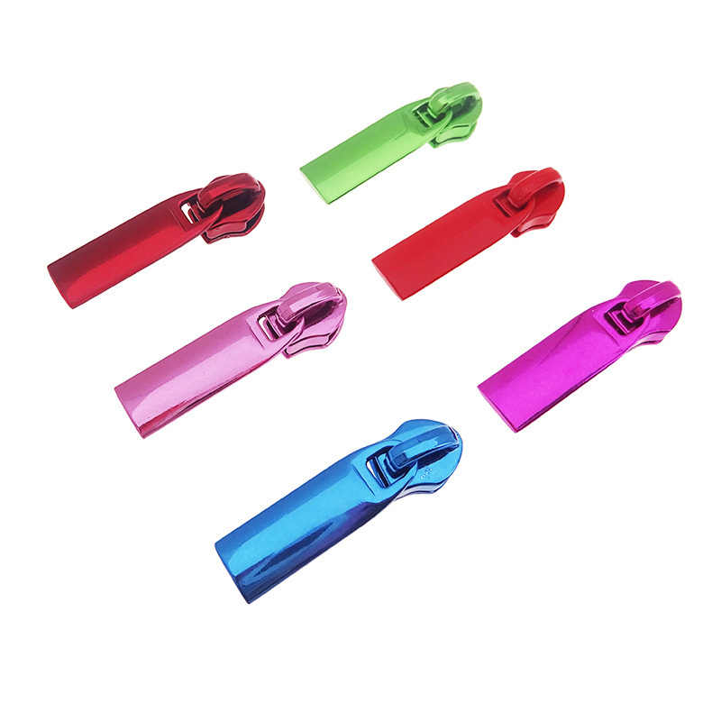 Non-Locking Rectangle Shape Nylon Zipper Pull For Purse Coil Zippers Zip Sliders For Handbag Funky Colors