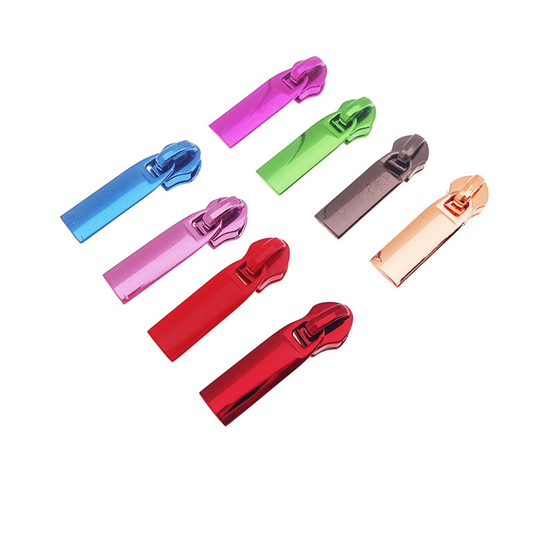 Non-Locking Rectangle Shape Nylon Zipper Pull For Purse Coil Zippers Zip Sliders For Handbag Funky Colors