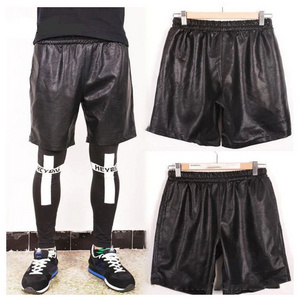 Summer Mens Leather Shorts Sports Gym Casual Wear Elastic Waist Hip Hop Short Pants Custom Pu Leather Shorts Men