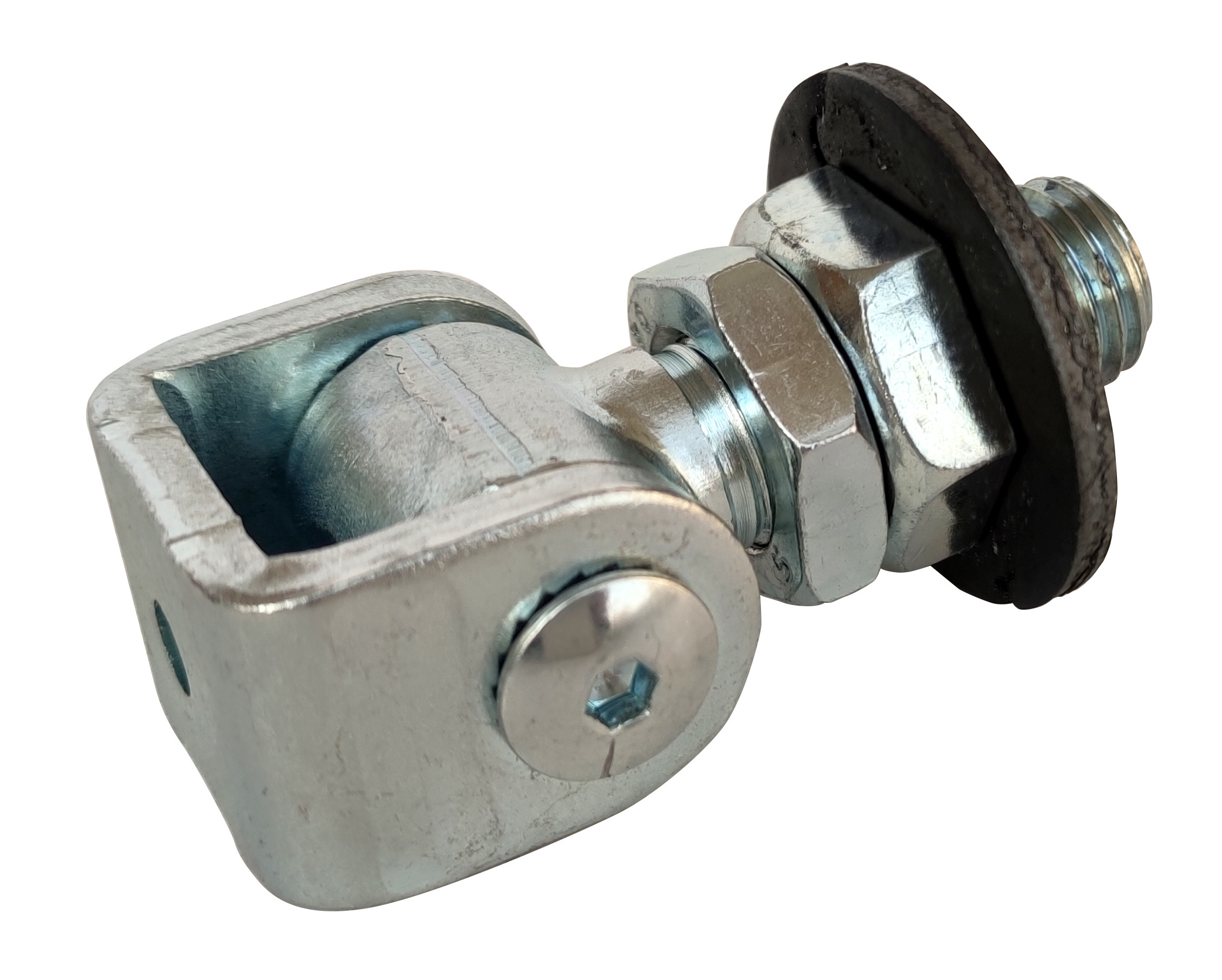 Round head hinge with round plate weld on adjustable swing gate hinge