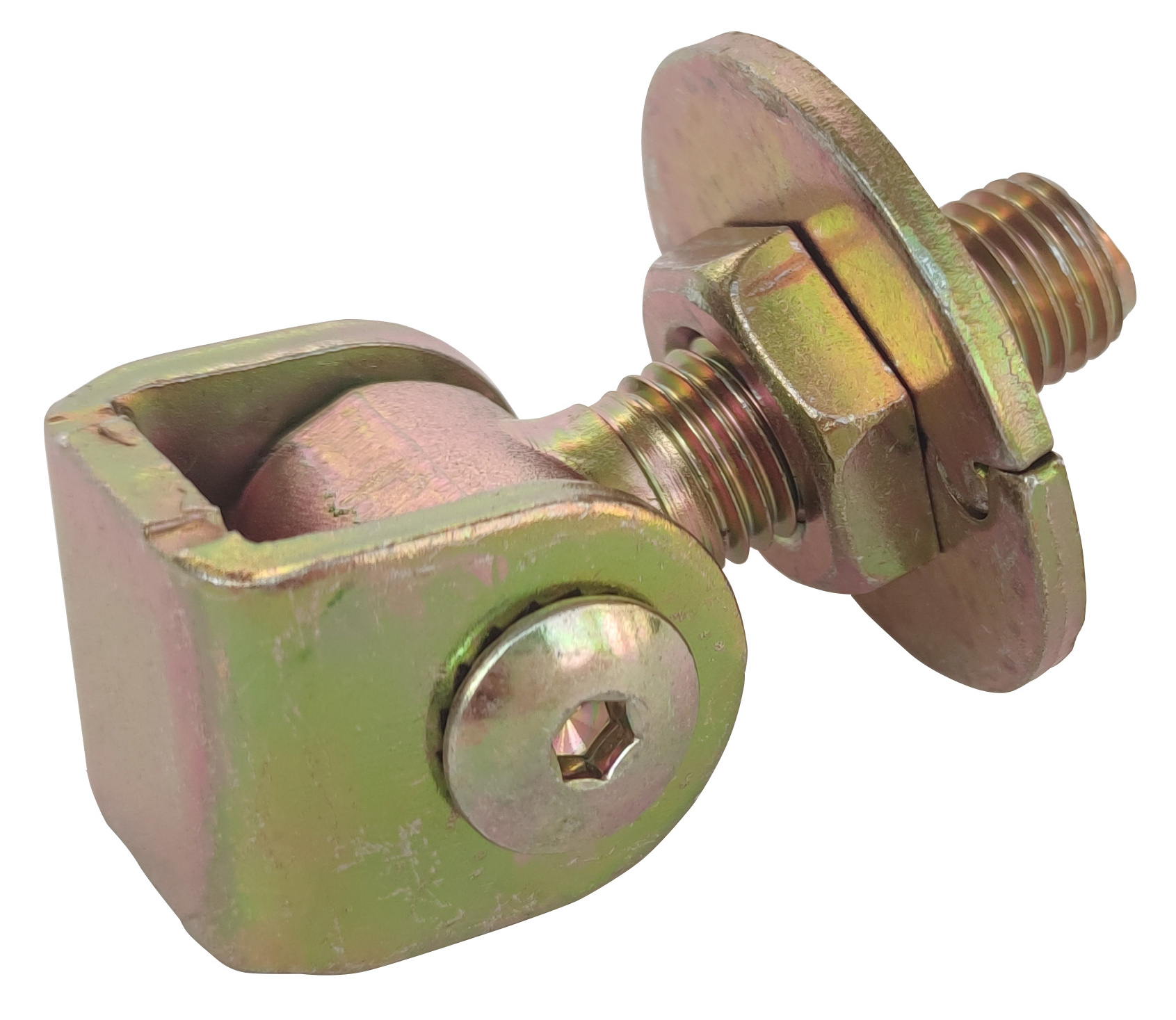 Round head hinge with round plate weld on adjustable swing gate hinge