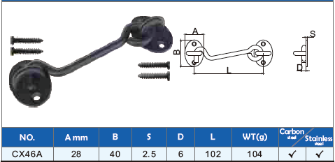 Heavy Duty Metal Gate Hook and Eye 28mm Gate Latch For Swing Door