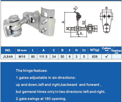 Galvanized M16 bolt steel swing gate hinges weld on hinges Adjustable door hinge with nut