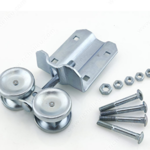 Galvanized Iron Box Rail Hangers Double Bearings Steel Wheel