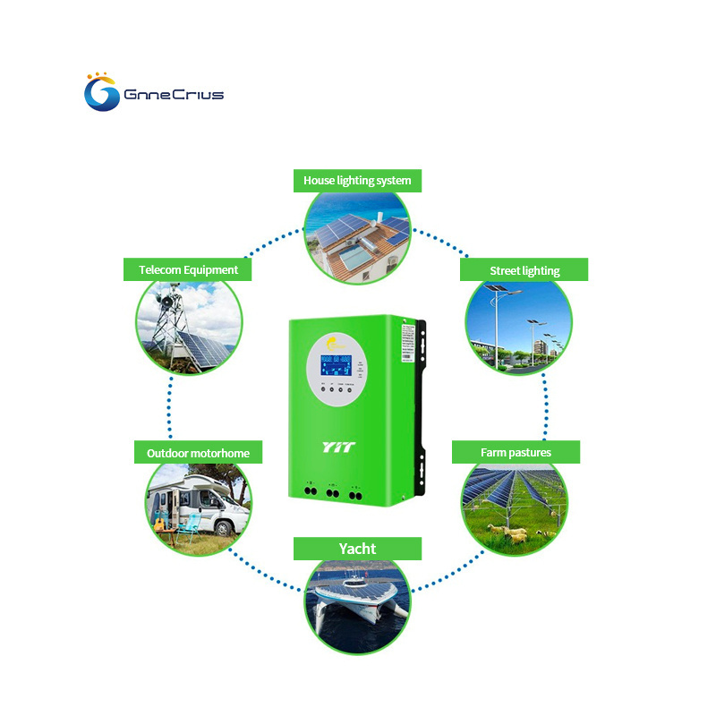 GnneCrius 60A Mppt Solar Hybrid Controller Mppt Charge Controller 40A 60A for 100w Solar Panel