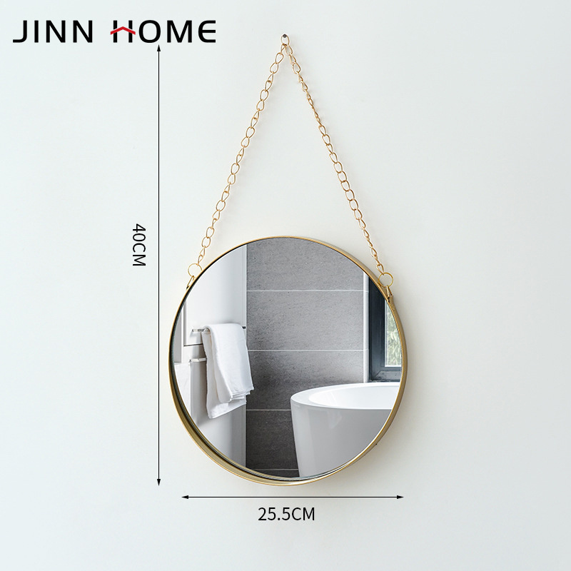 Wholesale Nordic Bathroom Vanity Gold Wrought Iron Art miroir rond Wall Hanging Mirrors Home Decor