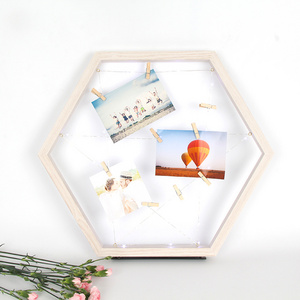 High Quality Hexagon Home Decoration Photo Collage Wood Picture Photo Frames