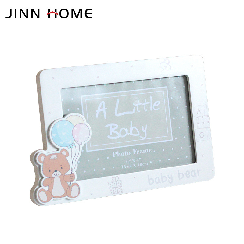 Jinnhome Hot Sale Baby Photo Frame 4x6 MDF Wood Cartoon Bear Printed Picture Frames