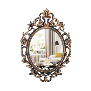 Modern Bronze round Shape Floor Mirror Set Contemporary Wall Decorative Glass Mirror with Plastic Frame Home Hotels Packaged Box