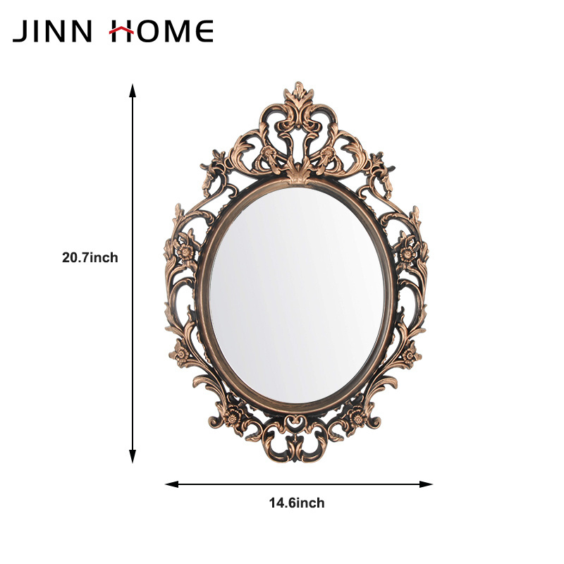 Modern Bronze round Shape Floor Mirror Set Contemporary Wall Decorative Glass Mirror with Plastic Frame Home Hotels Packaged Box