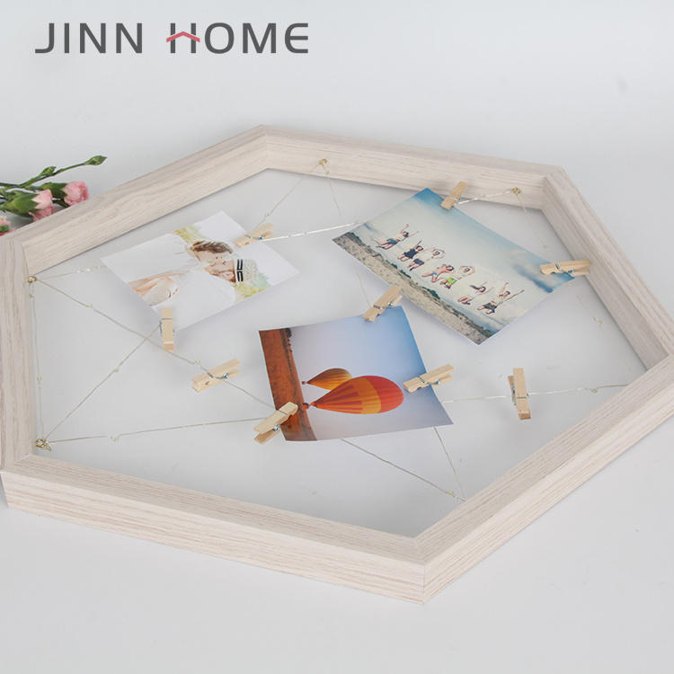 High Quality Hexagon Home Decoration Photo Collage Wood Picture Photo Frames