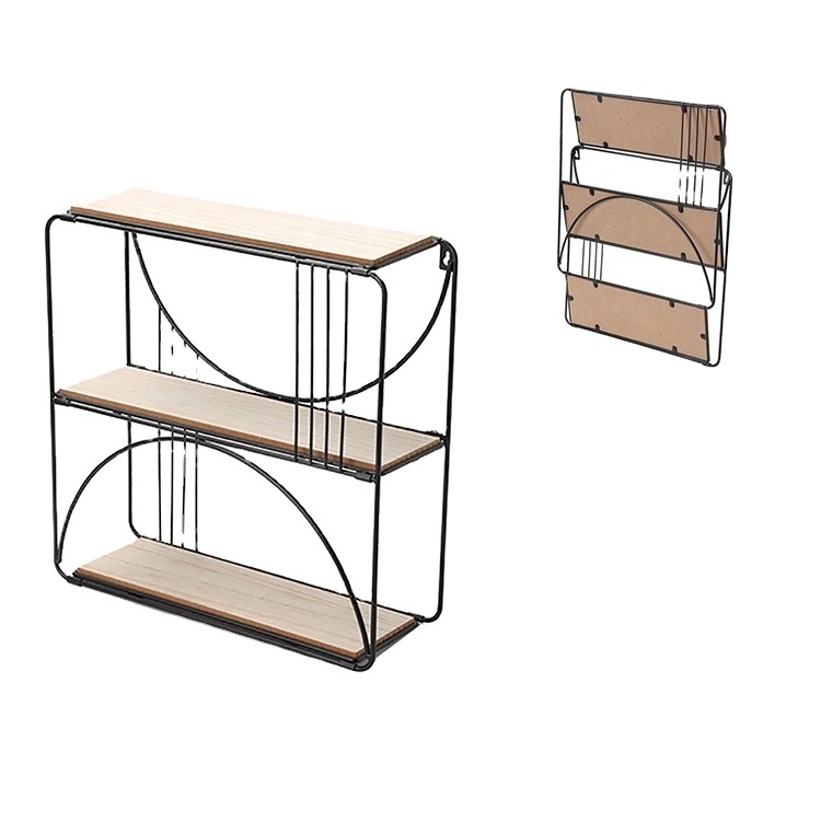 Wholesale 3 Layers Wooden Mdf Metal Foldable Wall Display Rack Decorations Hanging Folding Storage Shelf For Home