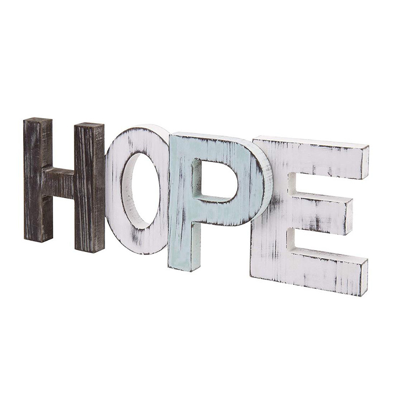 Wooden Hope Word Sign  Multi-color Freestanding Wooden Letters