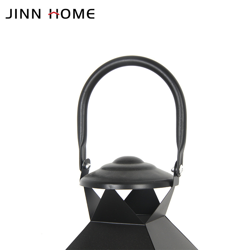 Metal Home Decoration Big Garden Black Outdoor Metal Lantern Candle Holder Set