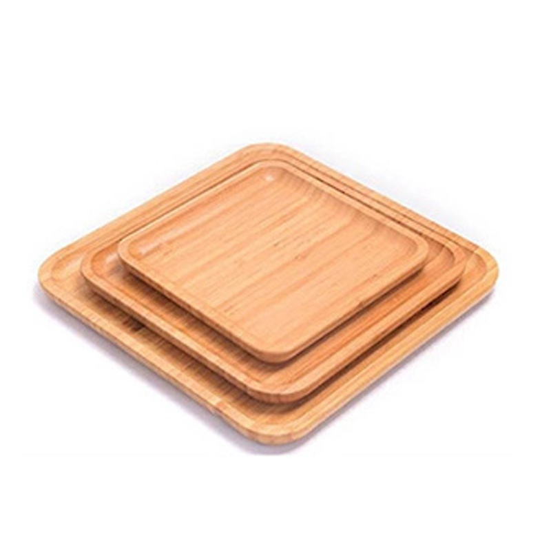 Wholesale American Style Bamboo Serving Tray Rectangle round Set for Household Fruit Bowl Storage Food Rustic Modern Cake Stand