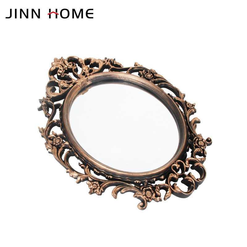 Modern Bronze round Shape Floor Mirror Set Contemporary Wall Decorative Glass Mirror with Plastic Frame Home Hotels Packaged Box