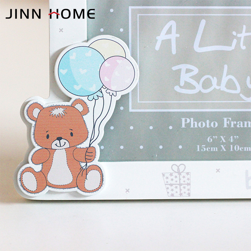 Jinnhome Hot Sale Baby Photo Frame 4x6 MDF Wood Cartoon Bear Printed Picture Frames