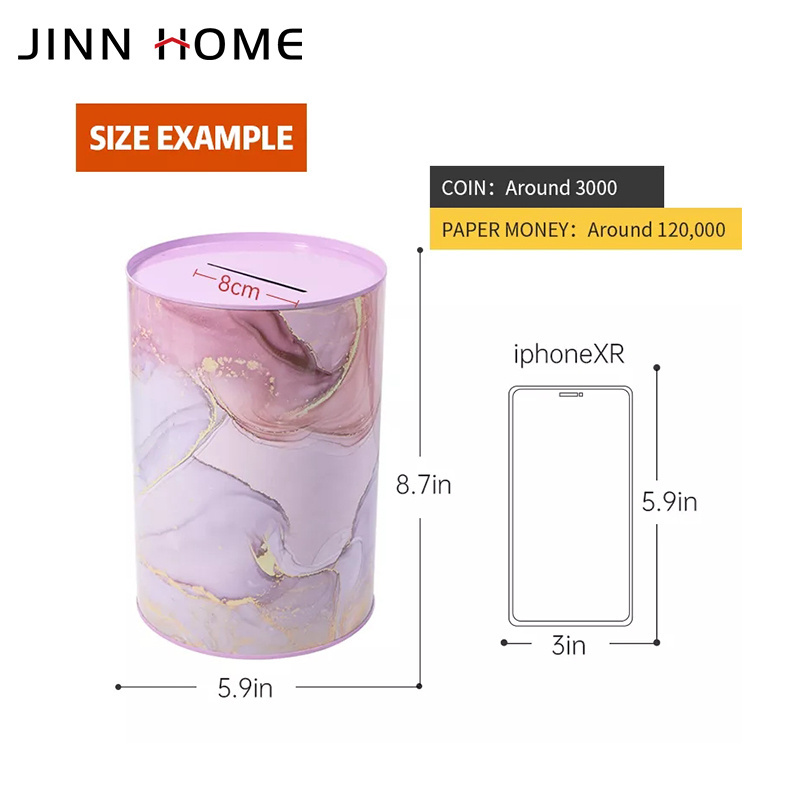 Jinnhome Promotional Custom Print Design  metal money piggy bank money saving box for cash money