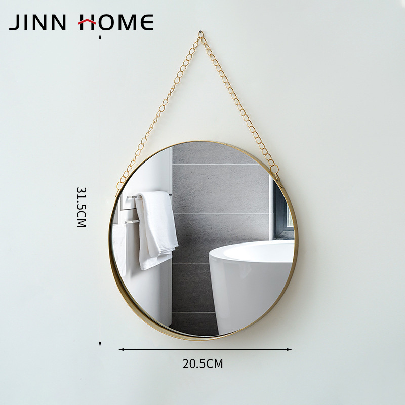 Jinn Home Modern Living Room Bedroom Gold Wall Hang Frameless small round Mirror Round Wall hd Mirror for Home Decoration