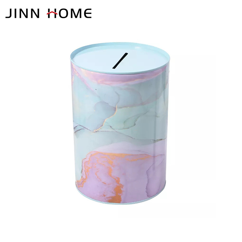 Jinnhome Promotional Custom Print Design  metal money piggy bank money saving box for cash money