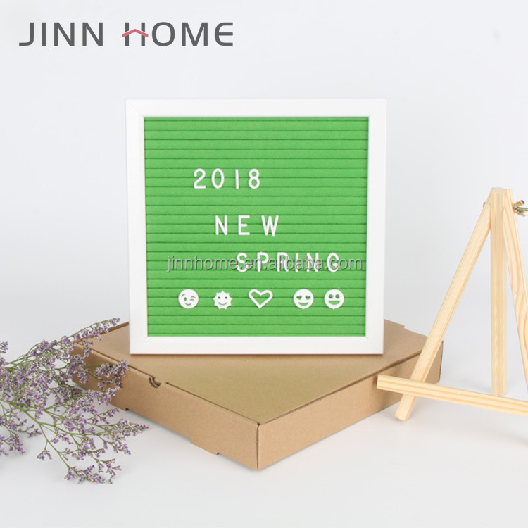 Jinn Home 10*10 inch Green Felt white oak grey Handcrafted wooden letter board with 340 Letters Numbers Fun Symbols