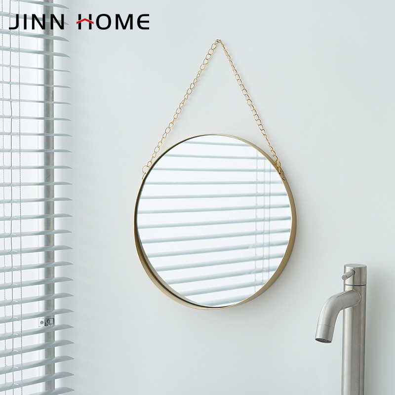 Jinn Home Modern Living Room Bedroom Gold Wall Hang Frameless small round Mirror Round Wall hd Mirror for Home Decoration