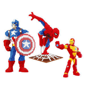 Hot Sale Movie action figure Mini Blocks action figures Spider-man Toys Educational DIY Assembly Nano Brick