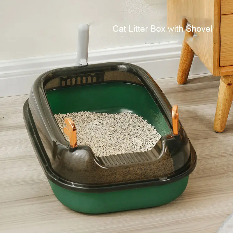 Kinning Removable Large Pets Cat Litter Box & Accessories Toilet With Shovel Anti-Splash Semi Closed Litter Box Cat