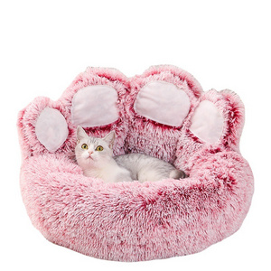 Kinning Pet Soft Cushion Bear Paw Shaped Faux Fur Comfortable Bed for Dog Cats Washable Mattress in Winner Use