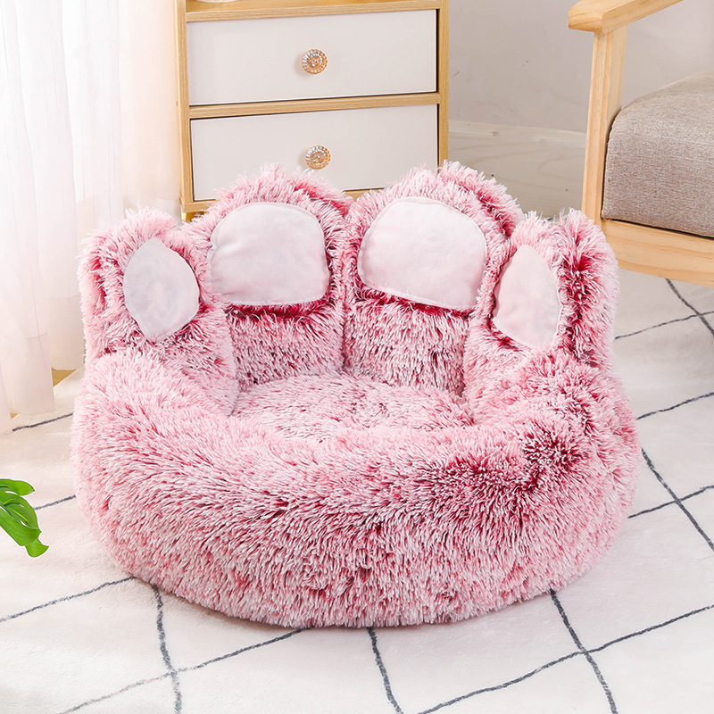 Kinning Pet Soft Cushion Bear Paw Shaped Faux Fur Comfortable Bed for Dog Cats Washable Mattress in Winner Use