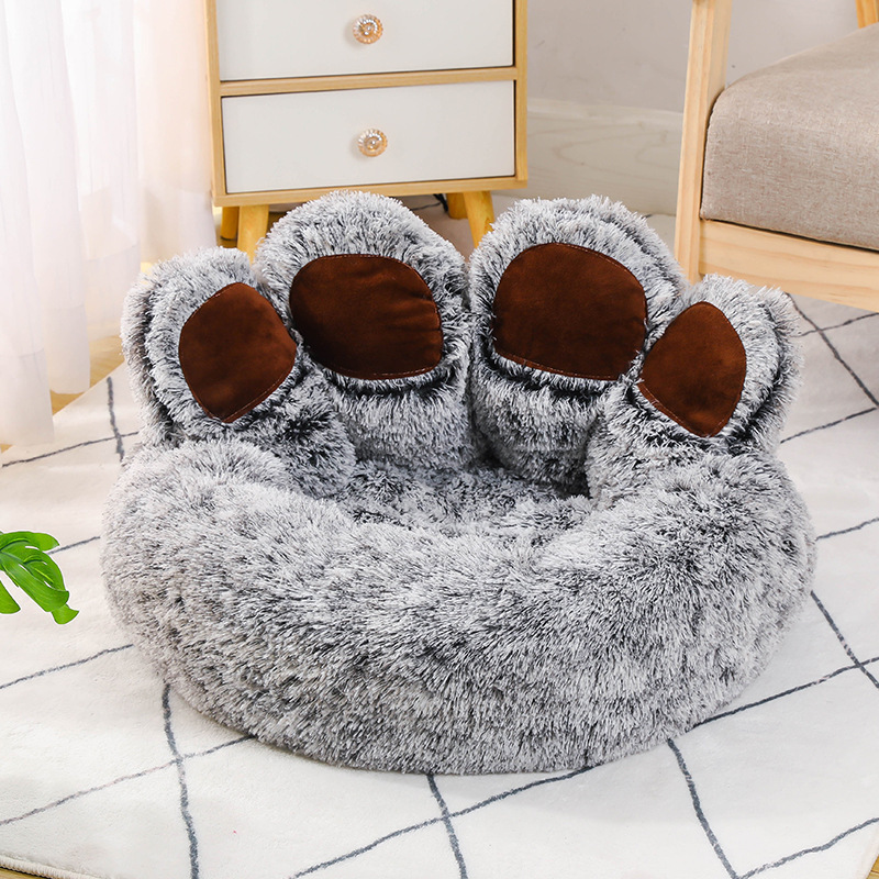 Kinning Pet Soft Cushion Bear Paw Shaped Faux Fur Comfortable Bed for Dog Cats Washable Mattress in Winner Use