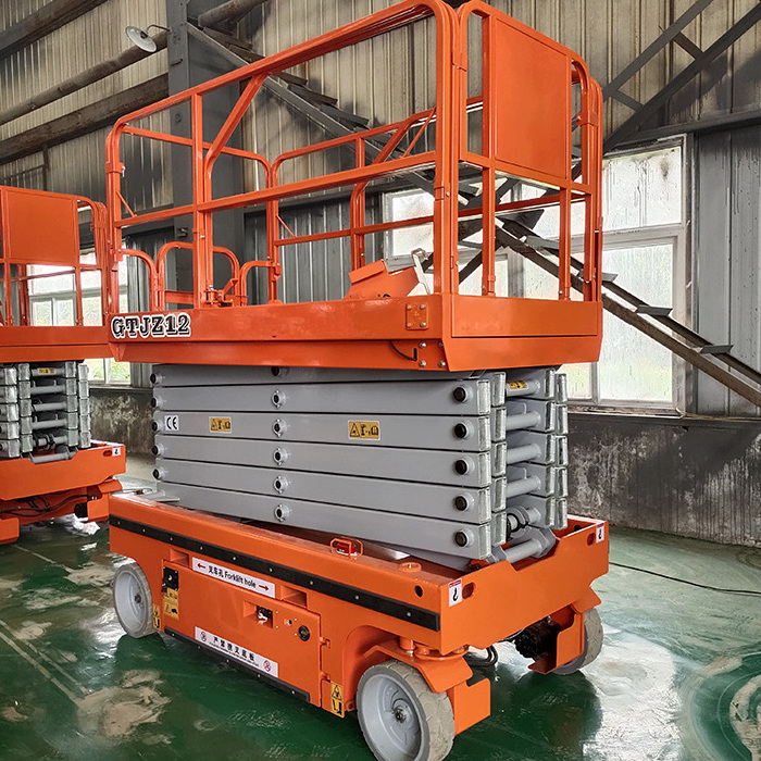 8m 10m 12m CE certificated hydraulic electric lift table self propelled scissor lift with non-marking tire