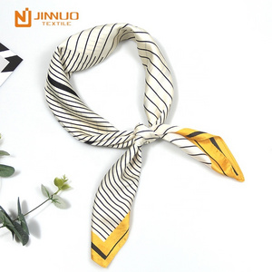 square scarf women fashion echarpe uniform accessory stripe hijab airlines pointed silk like satin hair neck 70 X70