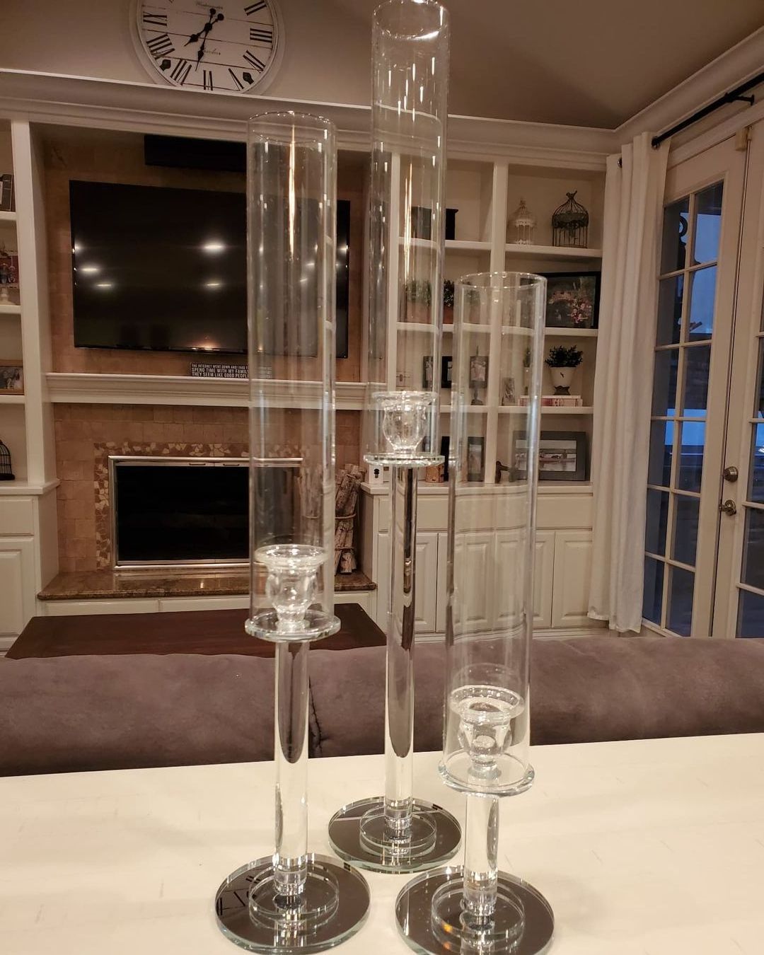 tall new wedding centerpiece glass tubes crystal candle holders for weddings