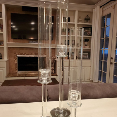 tall new wedding centerpiece glass tubes crystal candle holders for weddings