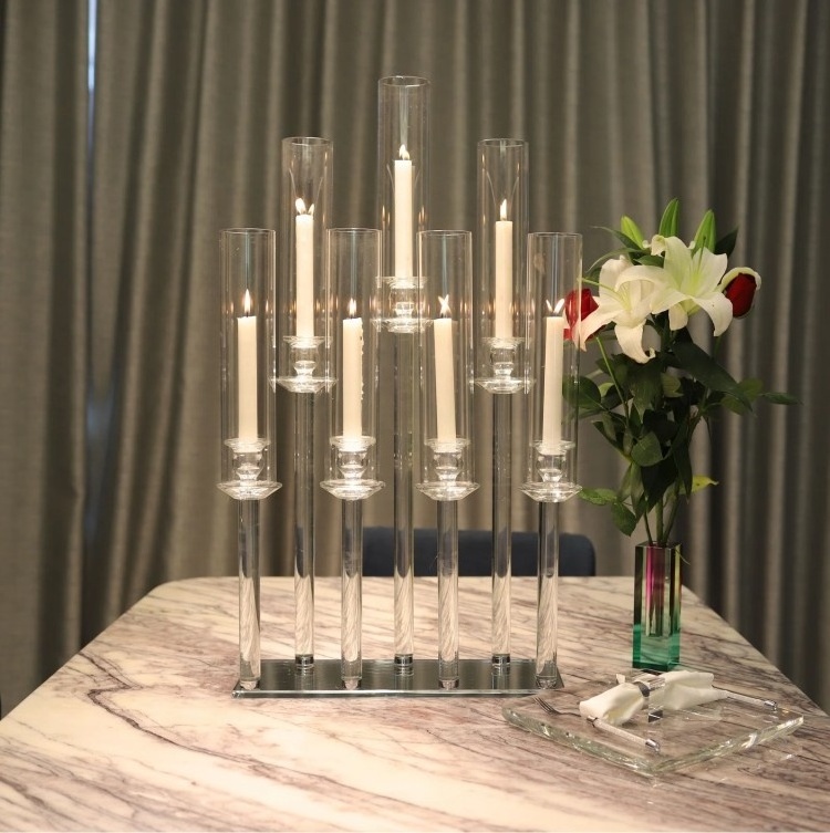 long base 7 holder party table wedding decoration supplies candelabra crystal material