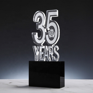 hot sale souvenir 35 years anniversary crystal trophy award