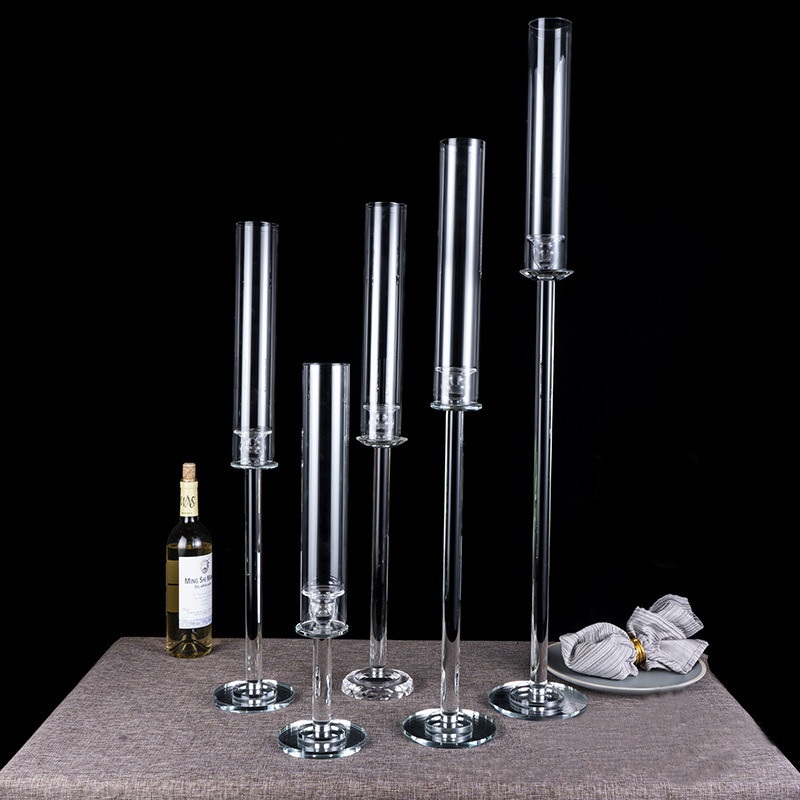 tall new wedding centerpiece glass tubes crystal candle holders for weddings